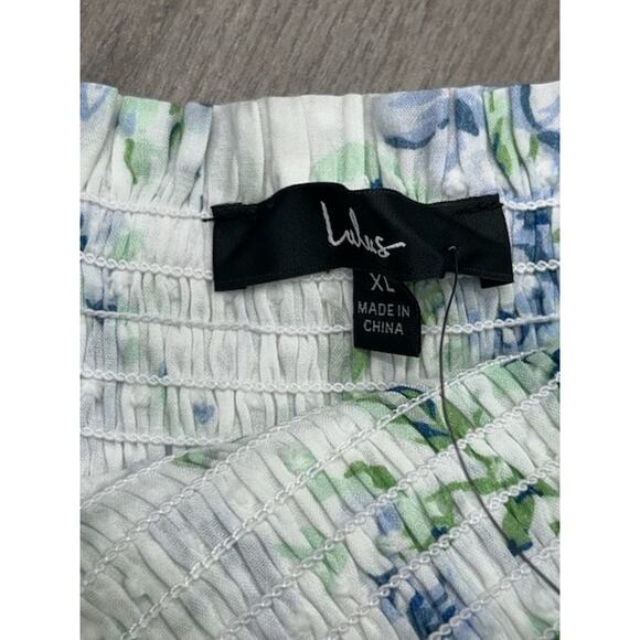 Lulus Womens Floral Swiss Dot Mini Skirts Smocked Waist Ruffled White Size XL - Picture 4 of 8